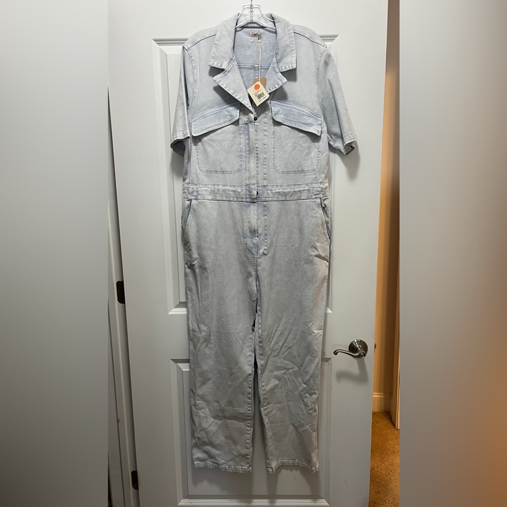 Faherty short sleeve denim jumpsuit